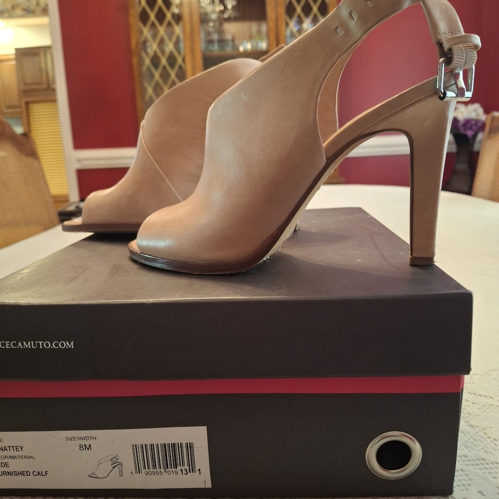 Vince Camuto Cream Peep-Toe Heels - Picture 4 of 5